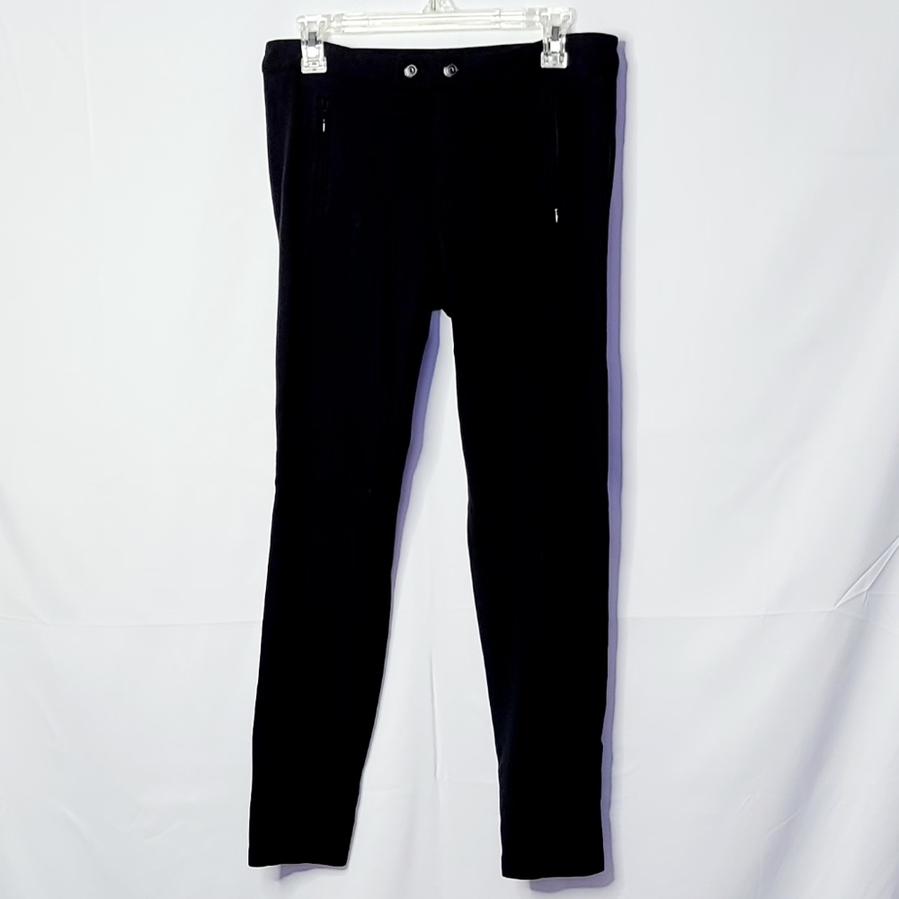 Vince Double snap closure soft straight leg black pants size 10